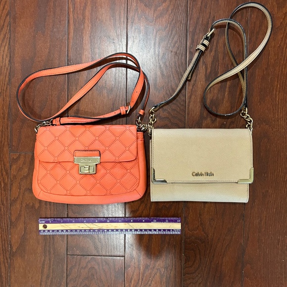 Lot of 2 Calvin Klein Purses Spring color small ladylike Quilted Coral Cream - Picture 2 of 6